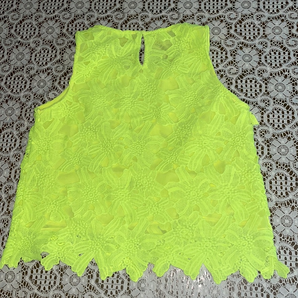Neon Yellow Floral Top - Picture 2 of 8
